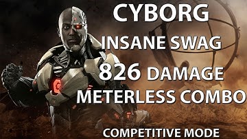 Injustice 2: Cyborg biggest meterless combo - 826 damage. Competitive mode. Rockets and trait!