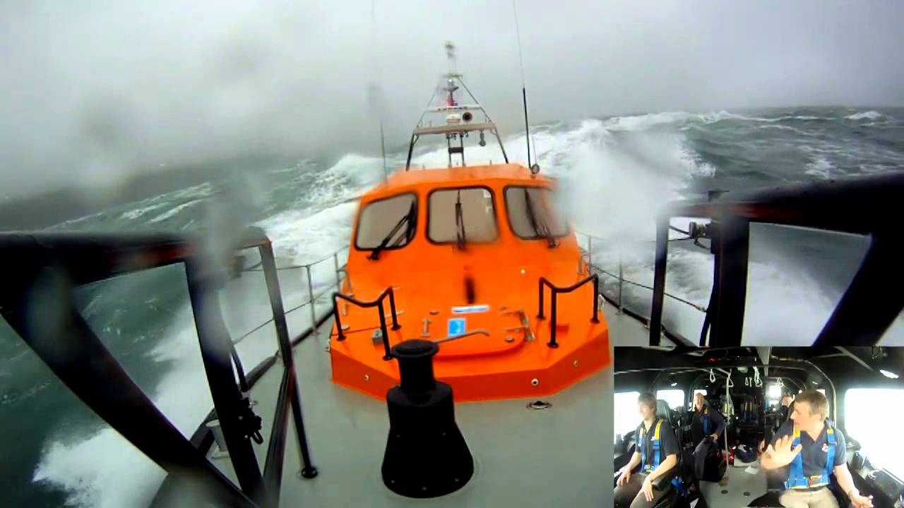 The UK RNLI Test Shannon Prototype Lifeboat in Big Seas.