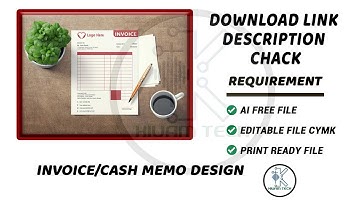 Invoice design illustrator tutorial 2023 and free download file| Cash Memo#kiuam_tech