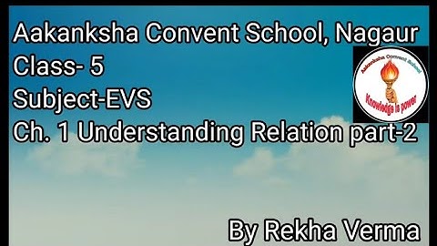 ACS, Class- 5, Subject-EVS, Ch. 1 Understanding Relation part -2 By Rekha Verma