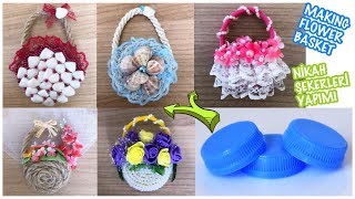 Plastik Şişe kapakları ile Mini Magnet Sepet Yapımı // Making Flower Basket With Plastic Bottle Cap