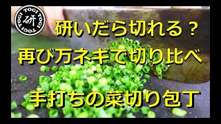 手打ちの菜切り包丁、研ぐ前と後で万能ネギを切り比べ。更なる切れ味に到達するのか？　＠TOGITOGI動画