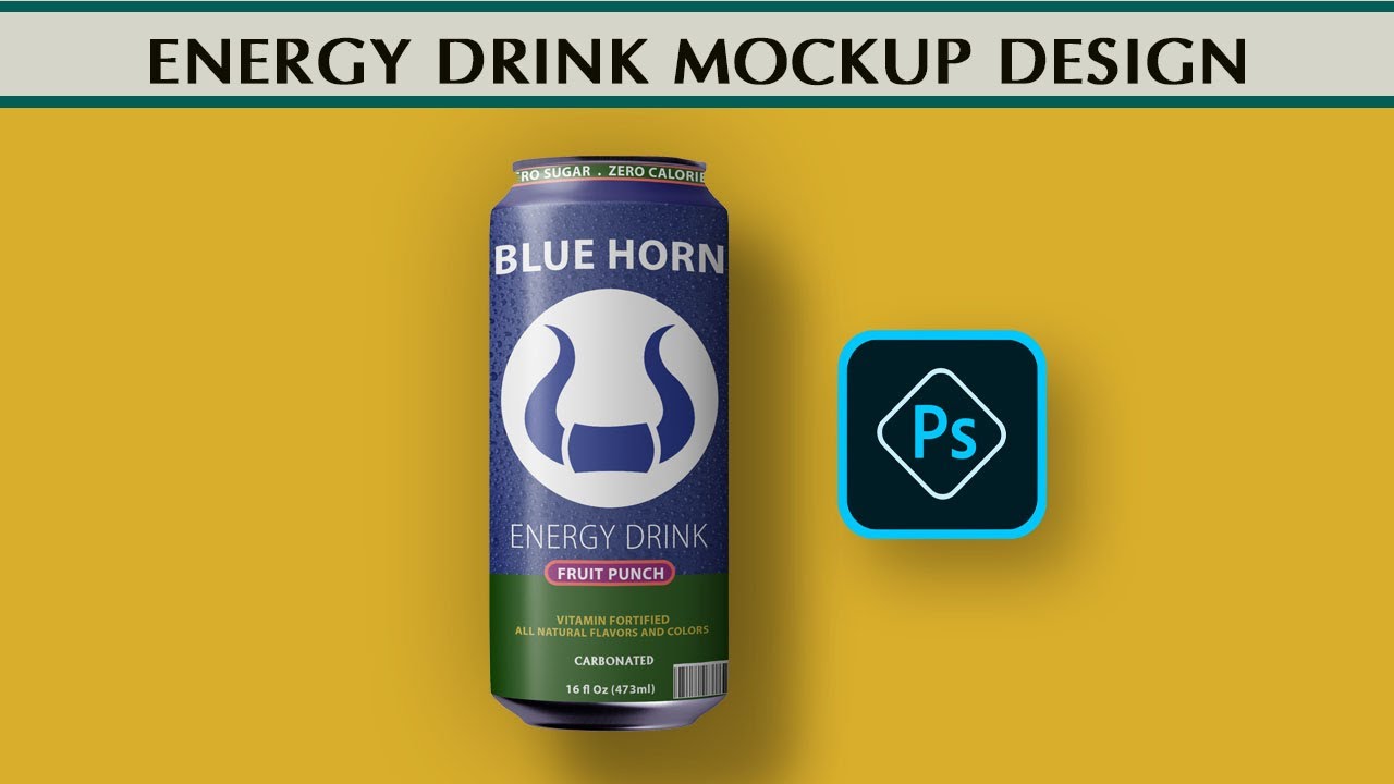 Energy Drink Label Mockup Design in Adobe CC 2021 YouTube