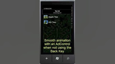 Windows Phone AdControl and Back Key influence animations