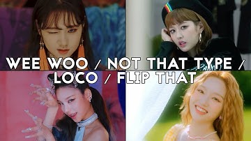 PRISTIN/gugudan/ITZY/LOONA MVs, but every time they say the title the song changes