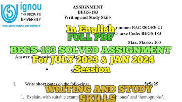 BEGS-183 SOLVED ASSIGNMENT 2023-24 || #writing_and_study_skills #begs183 #ignou #ignouuniversity
