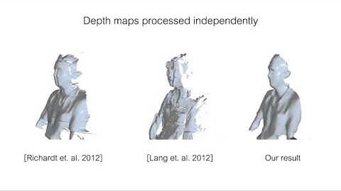 Spatio-Temporal Geometry Fusion for Multiple Hybrid Cameras using Moving Least Squares Surfaces