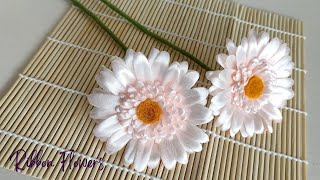 DIY | How to Make Satin Ribbon Flowers Gerbera Daisy | Bunga Gerbera dari Pita Satin | flor de cinta