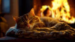 Cozy Fireplace and Cat's Purr to help you overcome stress, heal insomnia | Relaxing sounds to sleep