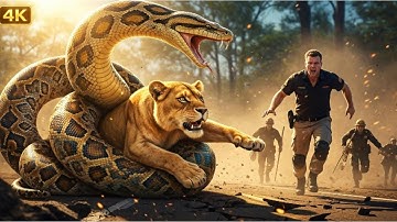 Brave Heroes Save Careless Mother Lion from Giant Python Attack After a Traffic Accident