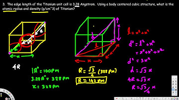 Unit Cell Chemistry, Atomic Radius, Density & Edge Length Calculations, Close Packed Structures