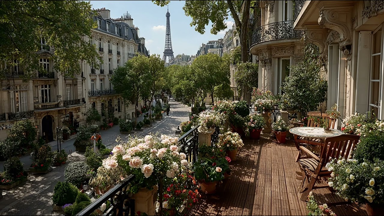 A Calm Day in Paris | Balcony View & Soft Jazz