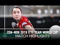 Mima Ito vs Bernadette Szocs | ZEN-NOH 2019 Team World Cup Highlights (1/4)