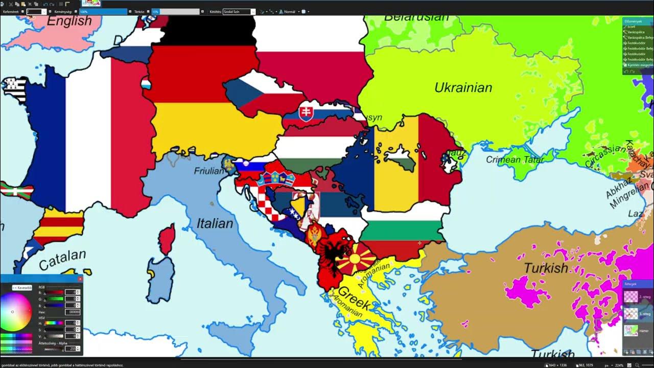 Flagmap of Europe Languages speed art - YouTube