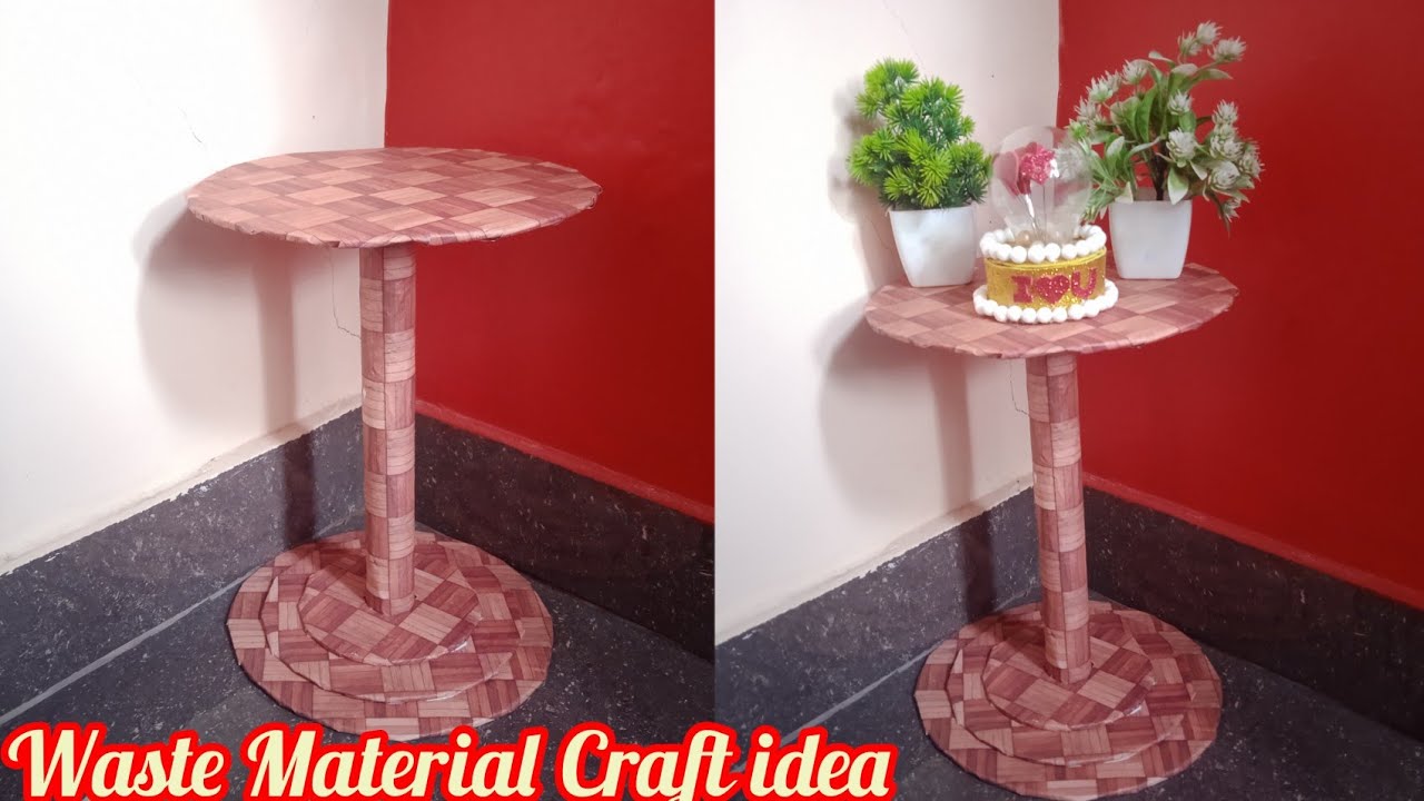 How To Make Side Table From Cardboard/Sliver Foil Roll Reuse Idea/Best