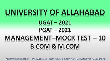 MANAGEMENT MCQ PART 10 | UGAT PGAT 2021 |  B.COM - M.COM UNIVERSITY OF ALLAHABAD