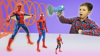 Танос vs. Человек-паук гигант. Видео для детей с игрушками.