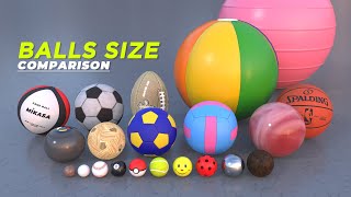 Balls Size Comparison | Sport balls size comparison in 3D