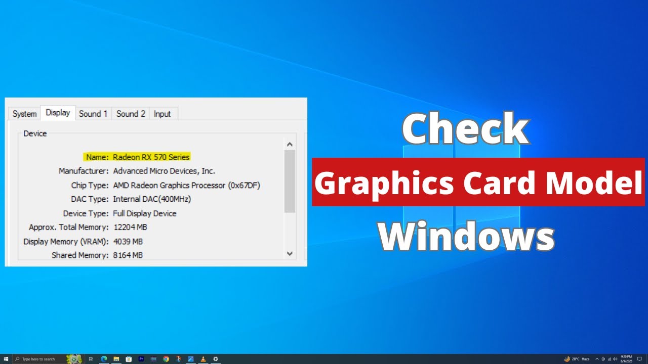 How To Check Your Graphics Card Model in Windows - YouTube
