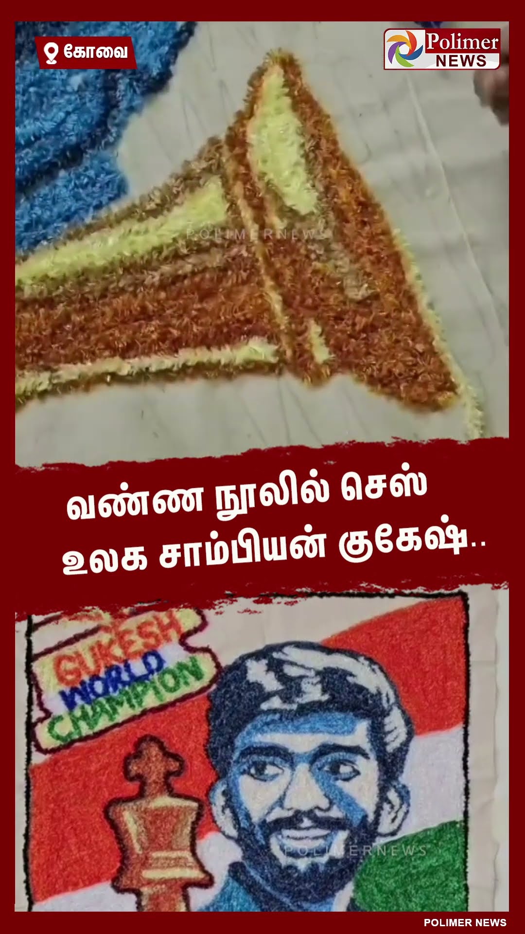 வண்ண நூலில் செஸ் உலக சாம்பியன் குகேஷ்..#shorts