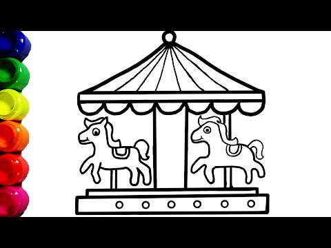 How to Draw a Carousel | Drawing and Painting for Kids, Toddlers | Easy Draw ♡ sunny kids art ♡