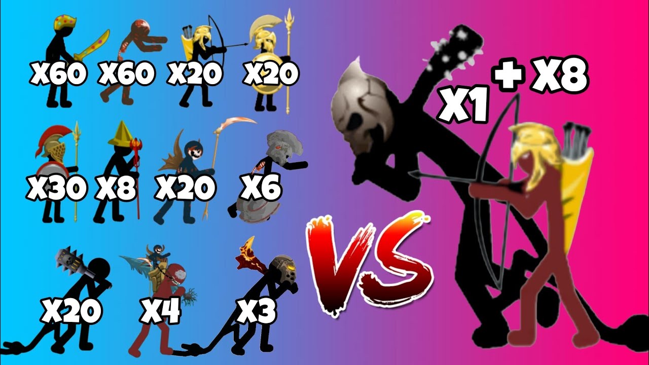 All stick figures vs golden archidon and final boss - stick war legacy