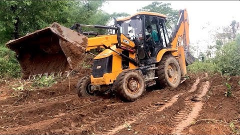 JCB 3DX Super Machine Adjusting The Soil Level of The Village Field