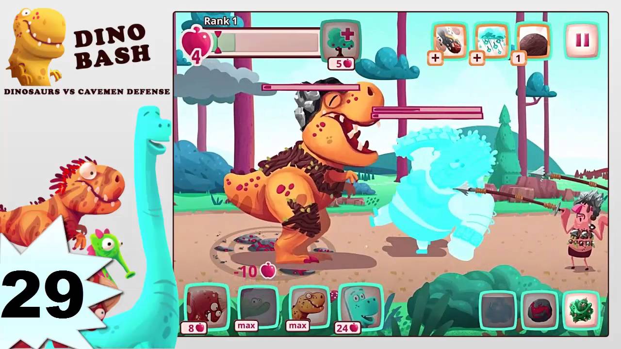 Dino Bash Dinosaurs Vs Cavemen Defense Ep 29 Levels 84 Youtube
