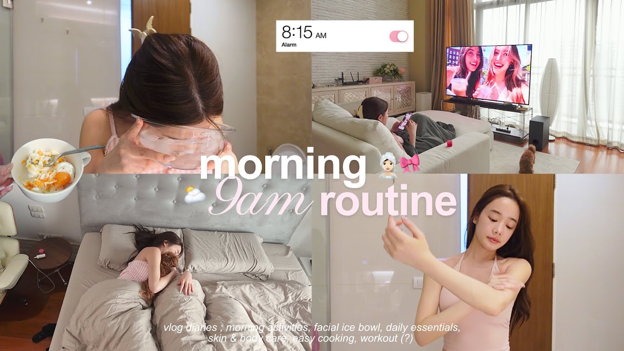 [SUB] 9am Morning Routine⛅🎀 :mini vlog at home+productive self-care, cooking with me🍳 | Beamsareeda 