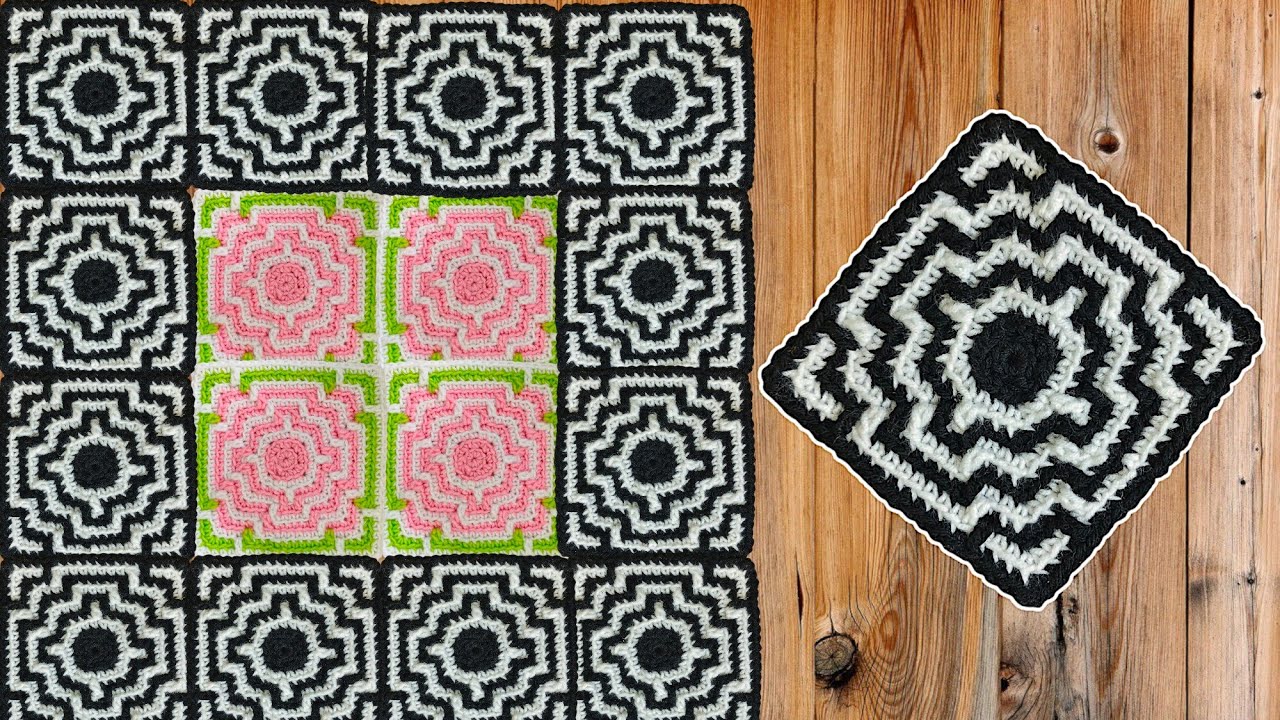 Stylish Design For Living Area / Bedroom 👉Crochet Perfect Mosaic Granny Square @sara1111