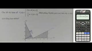 Cho đồ thị hàm số f(x) = ( -2x+4 ( x≤2) , 1\/2x - 1 ( x≫2) ).  Hình phẳng S (phần gạch sọc) có