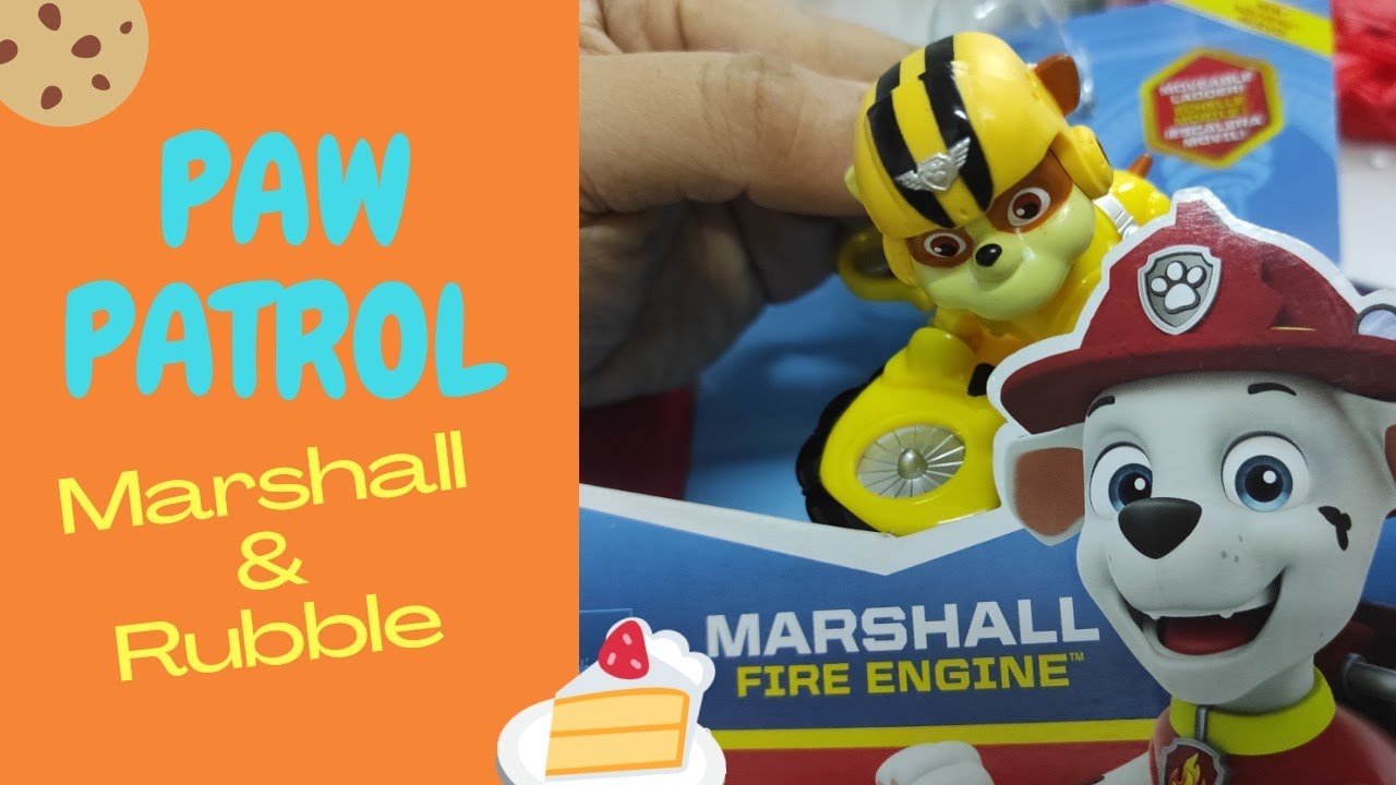 Paw Patrol Marshall & Rubble trying out their rescue vehicles