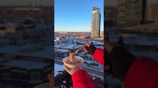 Extreme Cold Freezes Noodles Instantly