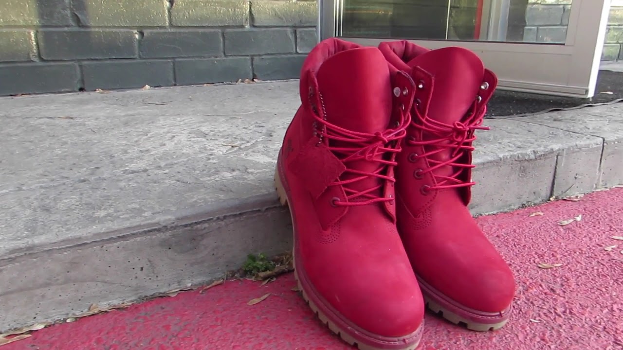 red and tan timberlands