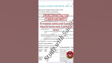 MSU FY B.Com Sem 1 Economics (EET) Unit 1 & 2 Notes | Most IMP Questions External Exam 2025
