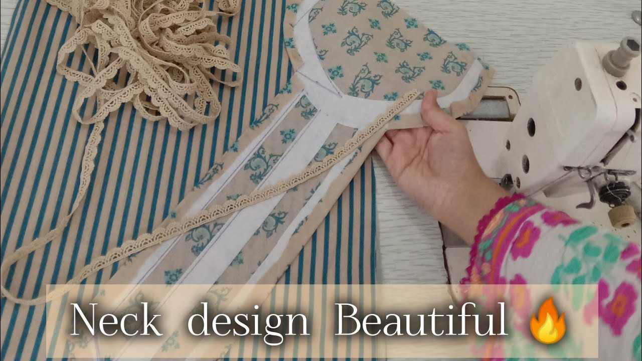 New viral 🔥neck design for kurti ✔️Pakistani trendy Kurti neck with lace cutting&stitching