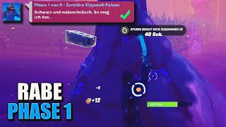Zerstöre Kippwelt-Felsen Fortnite Rabe Auftrag Phase 1 Dunkler Himmel Stempelkarte Kippwelt Felsen