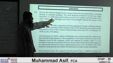 CFAP 06 || Muhammad Asif, FCA || Lecture 7A