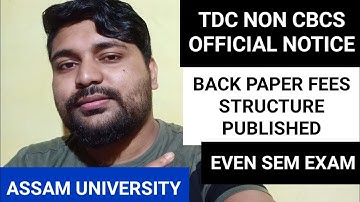 TDC Non Cbcs Official Notice | Even Sem Back Paper Fees Structure Released | Pranoy Roy