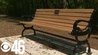Bench for Katie Janness installed at Piedmont Park