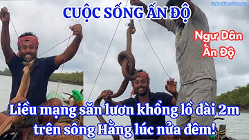 Cuộc sống Ấn Độ: Ngư dân liều mạng đánh cá đêm trên sông Hằng – Bắt được lươn dài 2 mét!