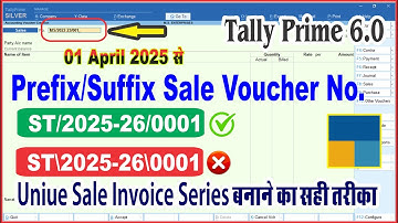 Prefix and Suffix Sale Invoice in Tally Prime 2025 |Unique Sale Invoice No Series in Tally Prime