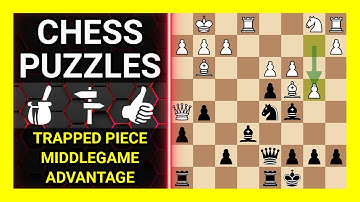 Chess Puzzles to Practice. Themes: Trapped piece, Middlegame, Advantage. Learn Chess