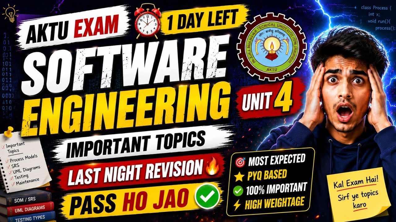 Kal Exam? 😨 Software Engineering Unit 4 Revision | AKTU | - YouTube