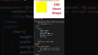 CSS heart shape | make a heart in CSS❤️ #shorts #css #coding #htmlcssjavascript #code  #htmlcss