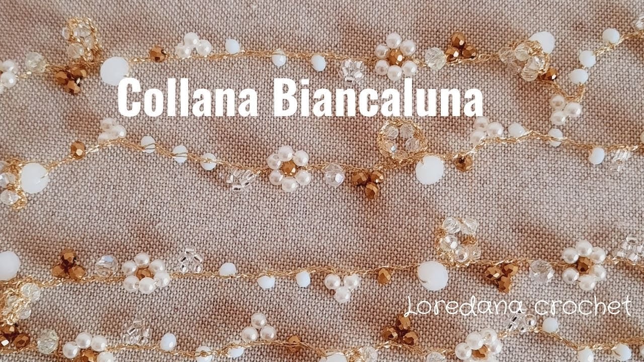 🤍COLLANA UNCINETTO BIANCALUNA CON FIORELLINI E FILATO GIOIELLO HOBBYPERLINE🤍GIOIELLO TESSILE