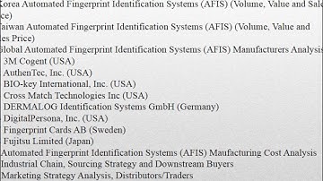 Premium Insight Global Automated Fingerprint Identification Systems (AFIS) Market 2016-2021