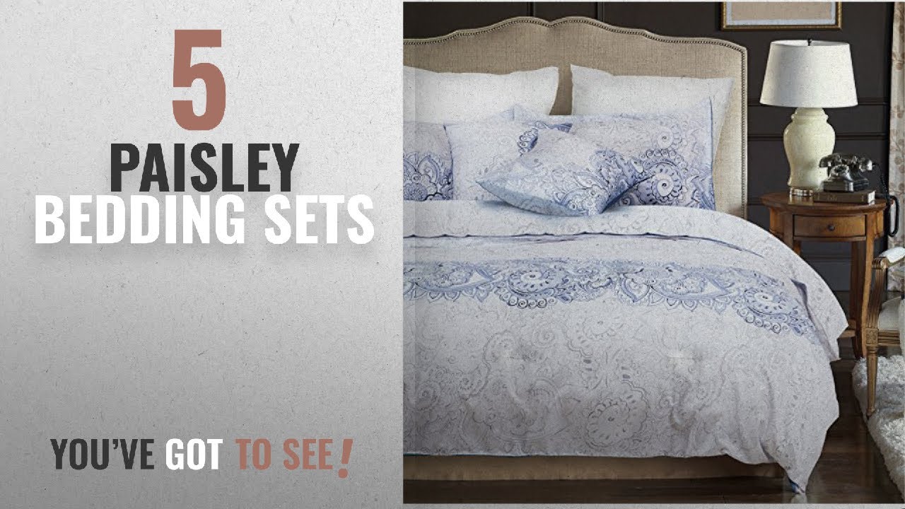 Top 10 Paisley Bedding Sets [2018]: Paisley Comforter Set Queen, 3-Piece Purple Gray Grey Pattern