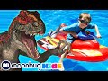 Dinosaur at the Pool with Baby T-Rex | Jurassic Tv | Dinosaurs and Toys | T Rex Family Fun
