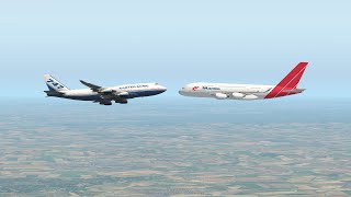 Pilots Try Everything To Save Boeing 747 From Colliding Into A380 | X-Plane 11